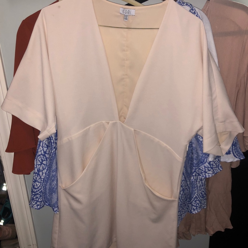 Cream v-neck shift dress